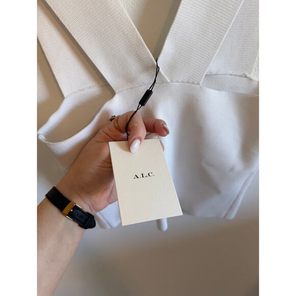 A.L.C. Women's Small White Luxe Stretch Sleeveless Racerback Straps Crop Tee - Picture 8 of 9